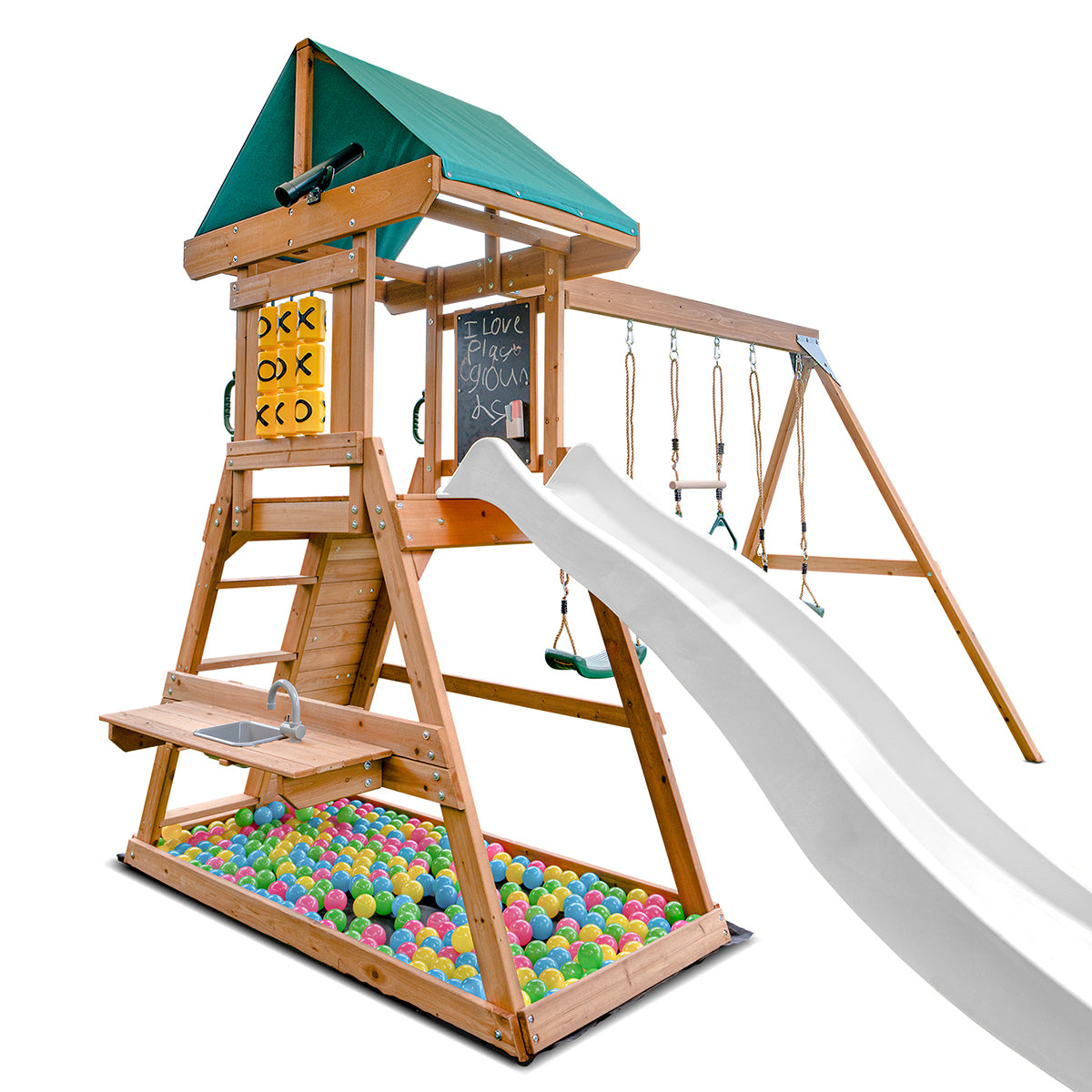 Lifespan Kids Birmingham Swing Set & Play Centre with 2.2m Slide (Pastel White)