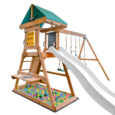 Lifespan Kids Birmingham Swing Set & Play Centre with 2.2m Slide (Pastel White)