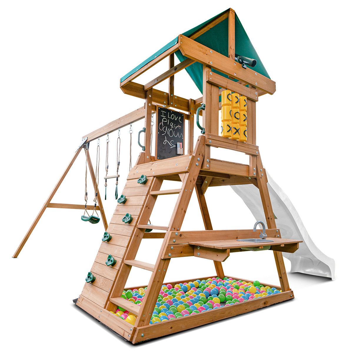 Lifespan Kids Birmingham Swing Set & Play Centre with 2.2m Slide (Pastel White)