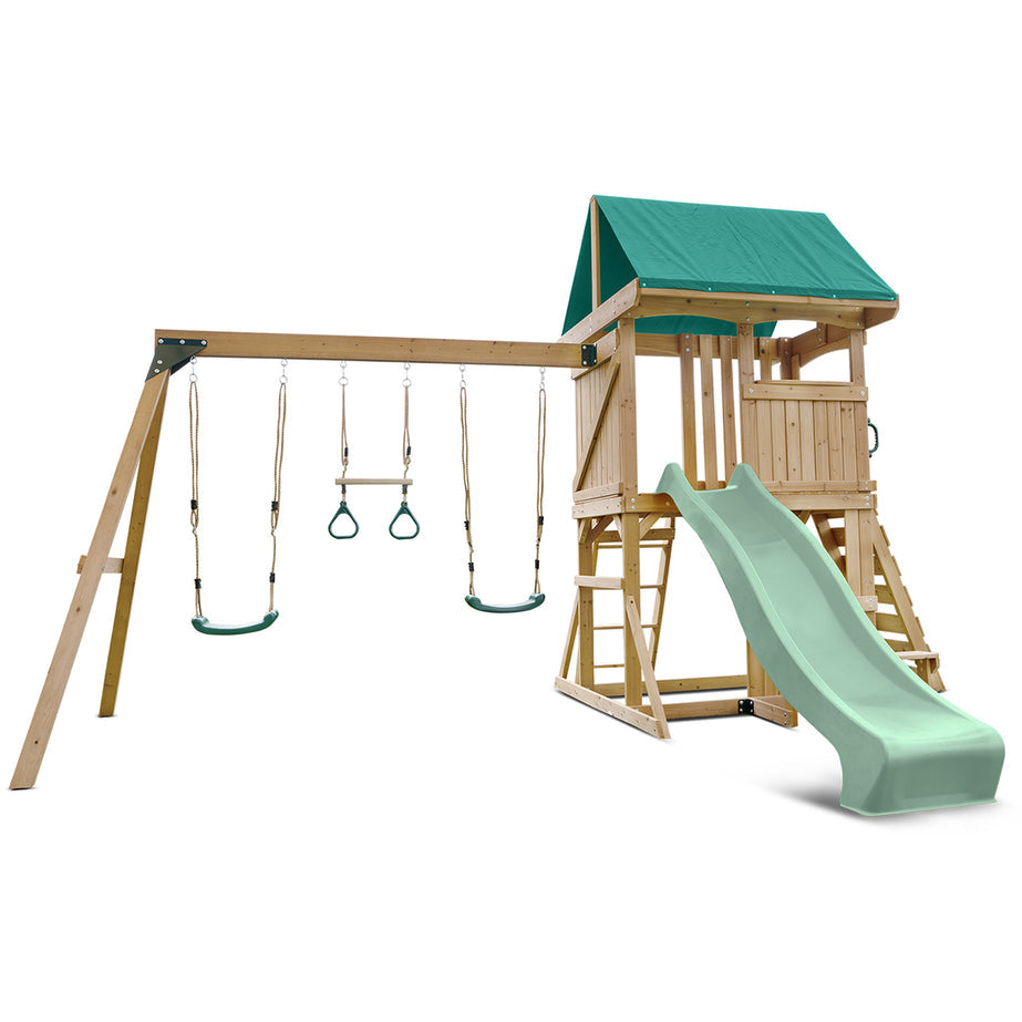 Lifespan Kids Carindale Swing Set & Play Centre with 2.2m Slide (Pastel Green)