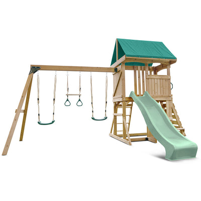 Lifespan Kids Carindale Swing Set & Play Centre with 2.2m Slide (Pastel Green)
