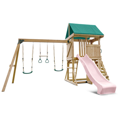 Lifespan Kids Carindale Swing Set & Play Centre with 2.2m Slide (Pastel Pink)