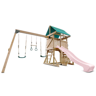 Lifespan Kids Carindale Swing Set & Play Centre with 2.2m Slide (Pastel Pink)