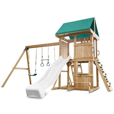 Lifespan Kids Carindale Swing Set & Play Centre with 2.2m Slide (White)