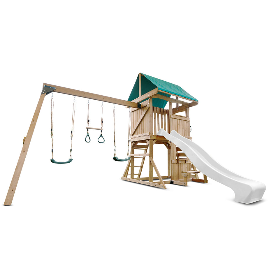 Lifespan Kids Carindale Swing Set & Play Centre with 2.2m Slide (White)