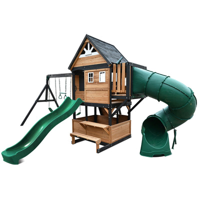 Lifespan Kids Claremont Swing Set & Play Centre with 2.2m Slide (Green)