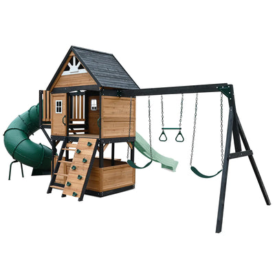 Lifespan Kids Claremont Swing Set & Play Centre with 2.2m Slide (Pastel Green)