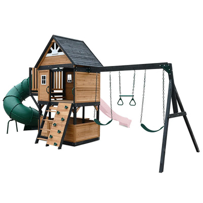 Lifespan Kids Claremont Swing Set & Play Centre with 2.2m Slide (Pastel Pink)