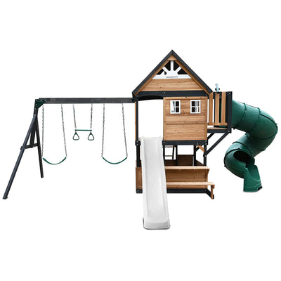 Lifespan Kids Claremont Swing Set & Play Centre with 2.2m Slide (Pastel White)