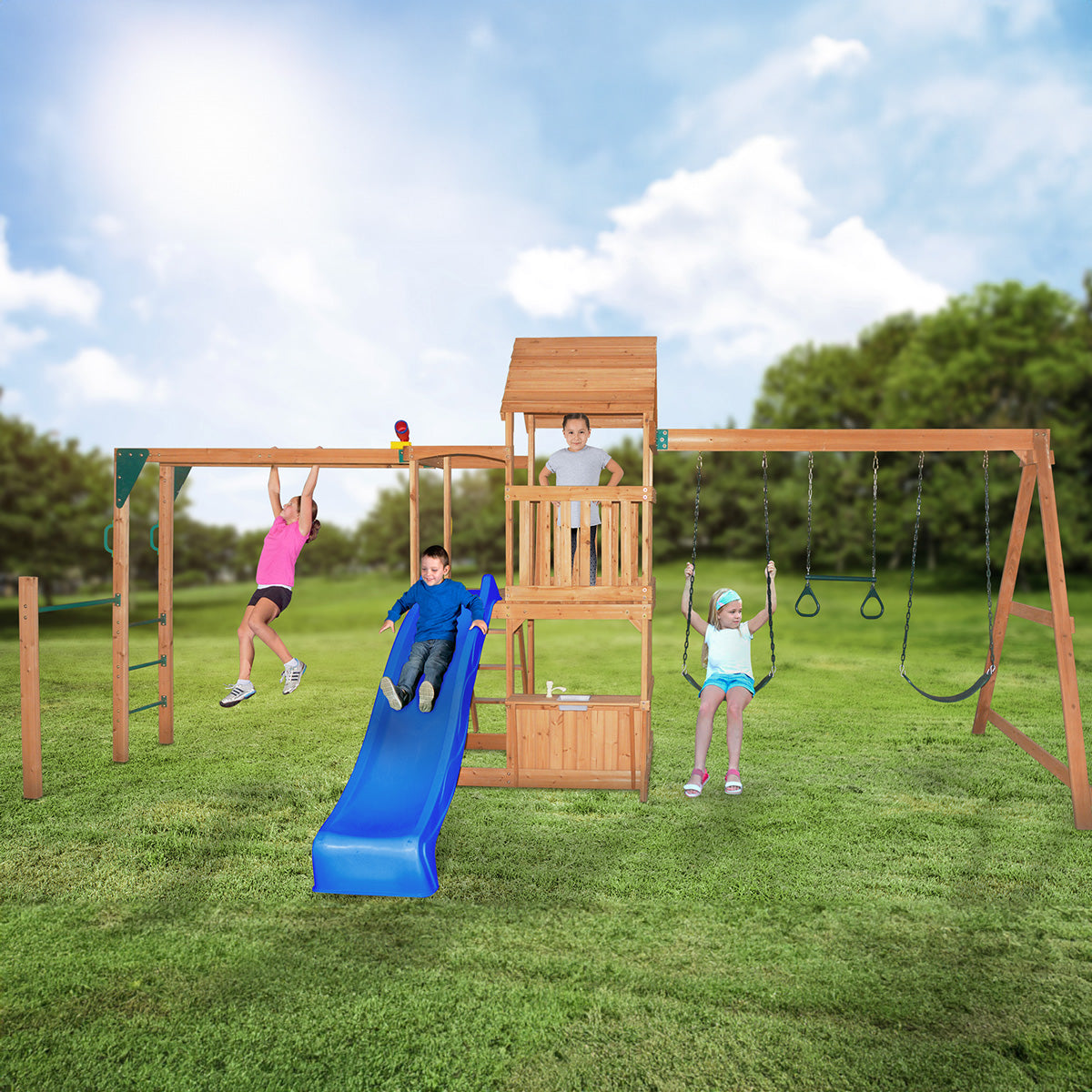 Lifespan Kids Coburg Lake Swing & Play Set with Blue Slide