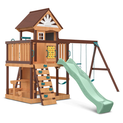 Lifespan Kids Coventry Swing Set & Play Centre with 2.2m Slide (Pastel Green) - Kids Toys Warehouse