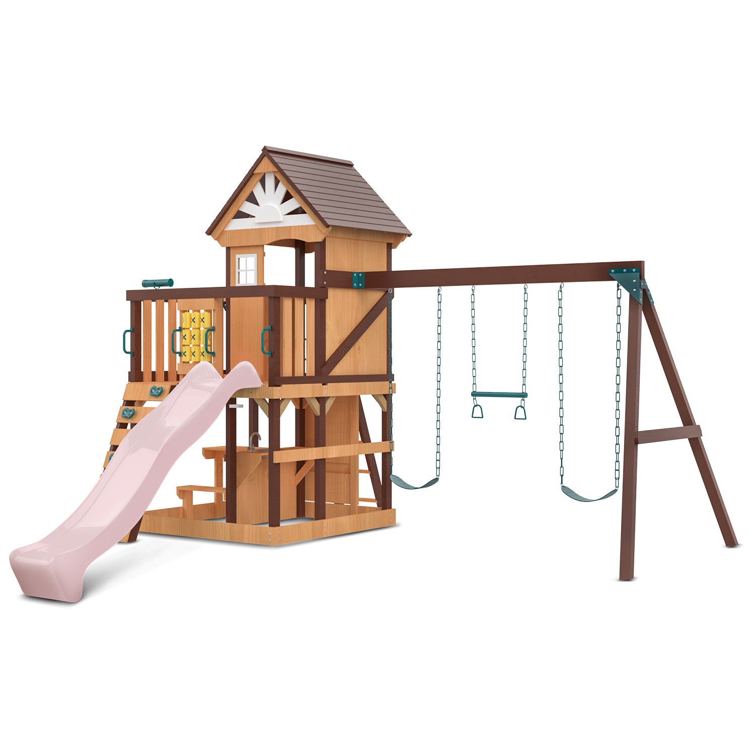 Lifespan Kids Coventry Swing Set & Play Centre with 2.2m Slide (Pastel Pink)