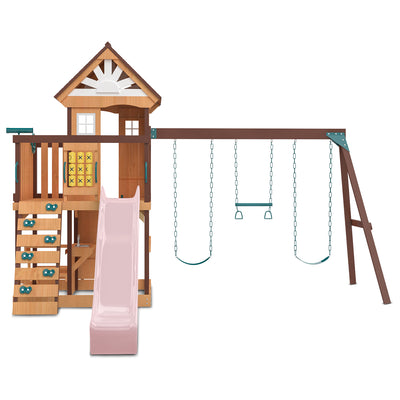 Lifespan Kids Coventry Swing Set & Play Centre with 2.2m Slide (Pastel Pink) - Kids Toys Warehouse