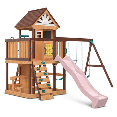 Lifespan Kids Coventry Swing Set & Play Centre with 2.2m Slide (Pastel Pink) - Kids Toys Warehouse