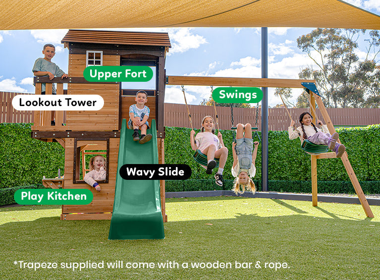 Lifespan Kids Darlington Swing Set & Play Centre with 2.2m Slide (Pastel Green)