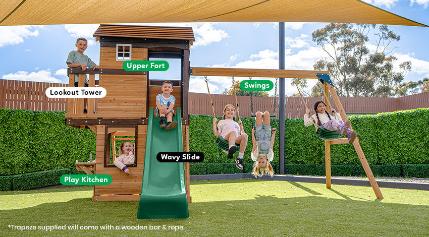 Lifespan Kids Darlington Swing Set & Play Centre with 2.2m Slide (Pastel Pink)