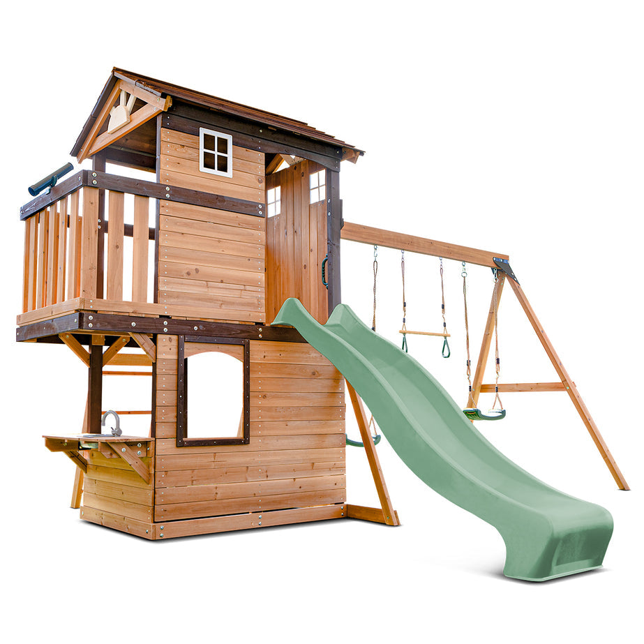 Lifespan Kids Darlington Swing Set & Play Centre with 2.2m Slide (Pastel Green)