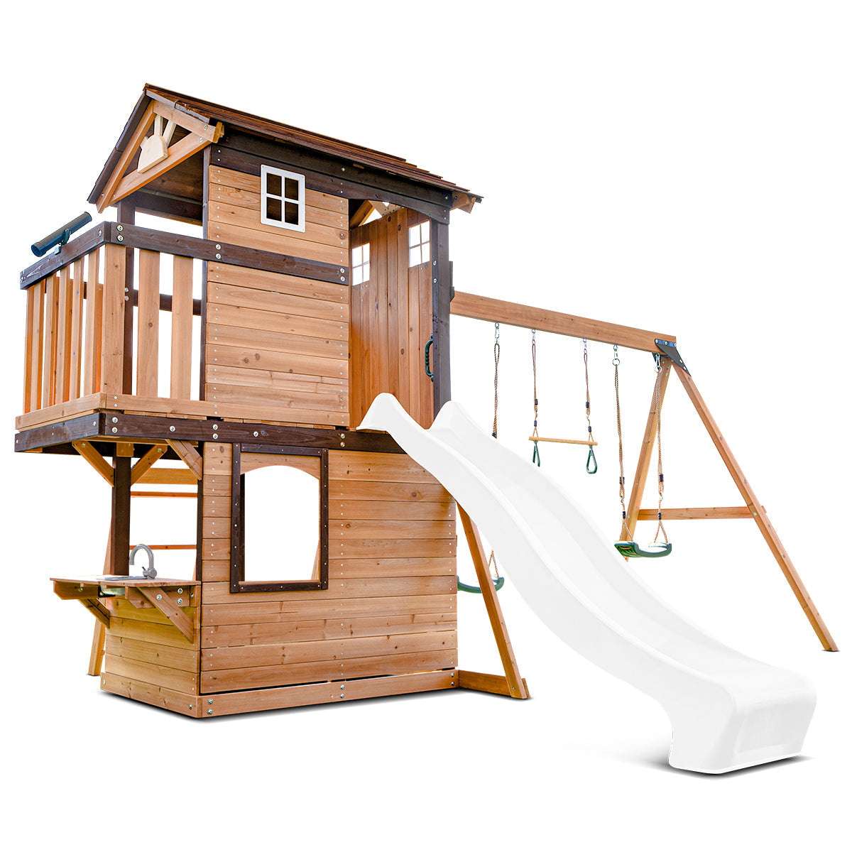 Lifespan Kids Darlington Swing Set & Play Centre with 2.2m Slide (White)