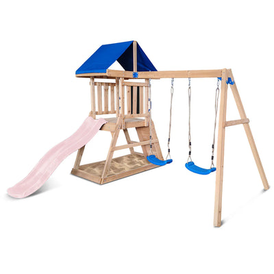 Hazelbrook Swing Set & Playground with 1.8m Slide (Pastel Pink)