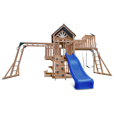 Lifespan Kids Kensington Swing Set, Monkey Bars & Play Centre with 2.2m Slide (Blue)