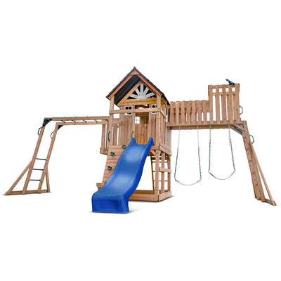 Lifespan Kids Kensington Swing Set, Monkey Bars & Play Centre with 2.2m Slide (Blue)