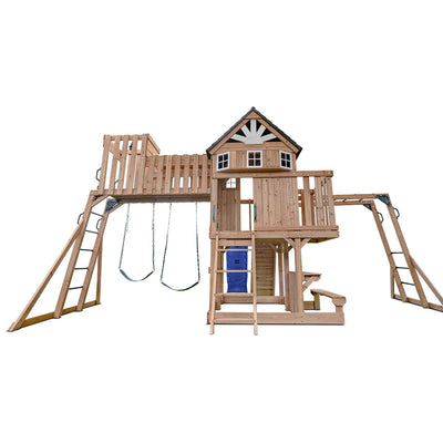 Lifespan Kids Kensington Swing Set, Monkey Bars & Play Centre with 2.2m Slide (Blue)