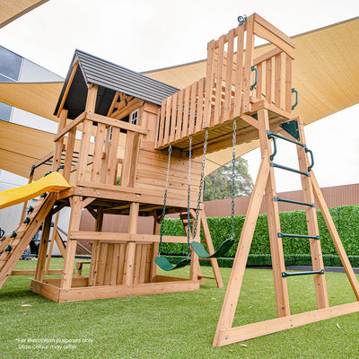 Lifespan Kids Kensington Swing Set, Monkey Bars & Play Centre with 2.2m Slide (Green)