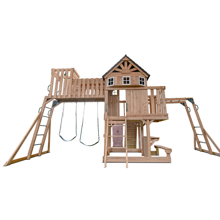 Lifespan Kids Kensington Swing Set, Monkey Bars & Play Centre with 2.2m Slide (Pastel Pink)