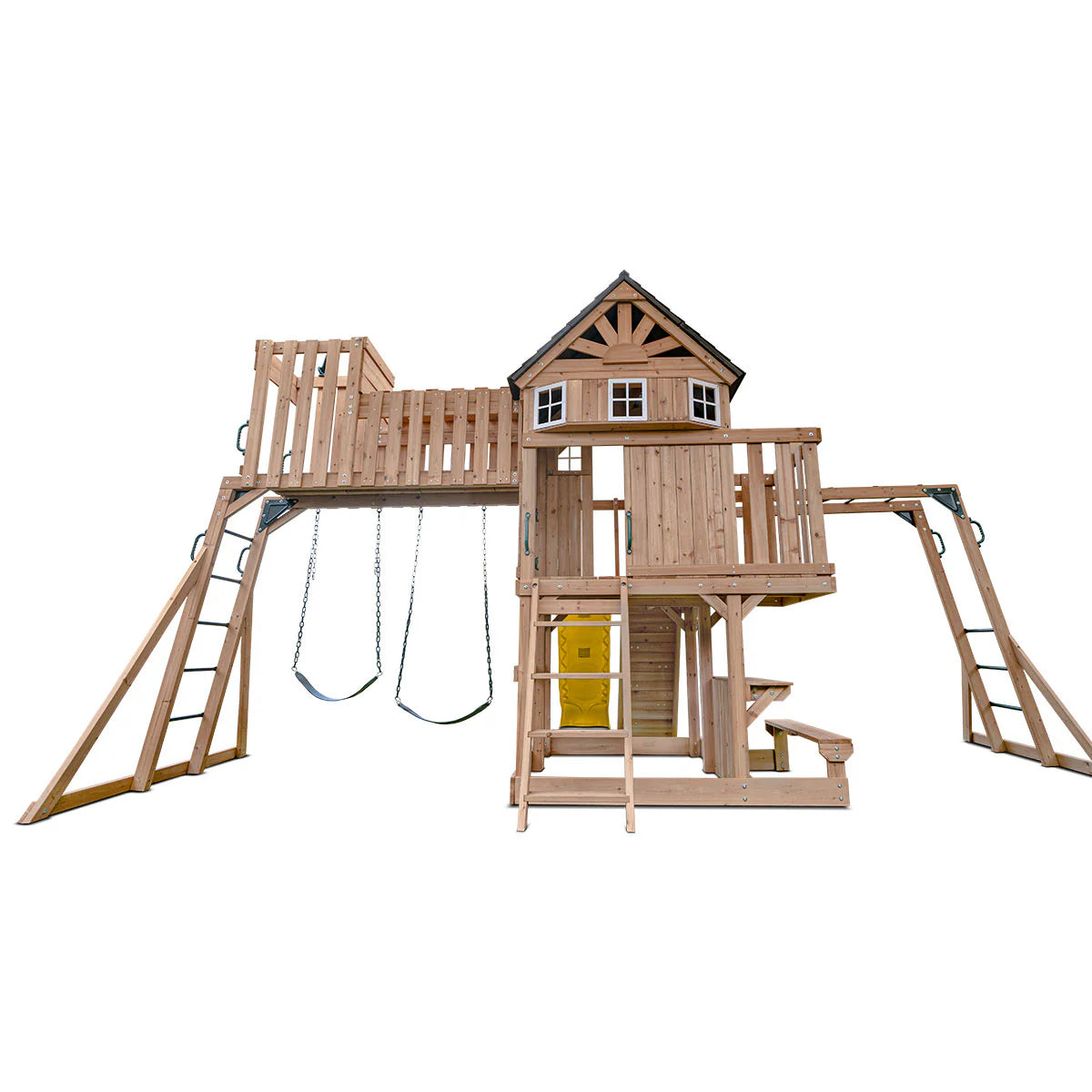 Lifespan Kids Kensington Swing Set, Monkey Bars & Play Centre with 2.2m Slide (Yellow)