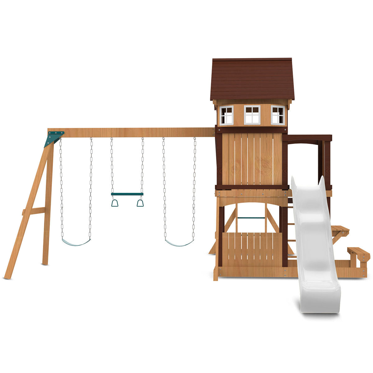 Lifespan Kids Meer Brook Swing Set, Monkey Bars & Play Centre with 2.2m Slide (White)