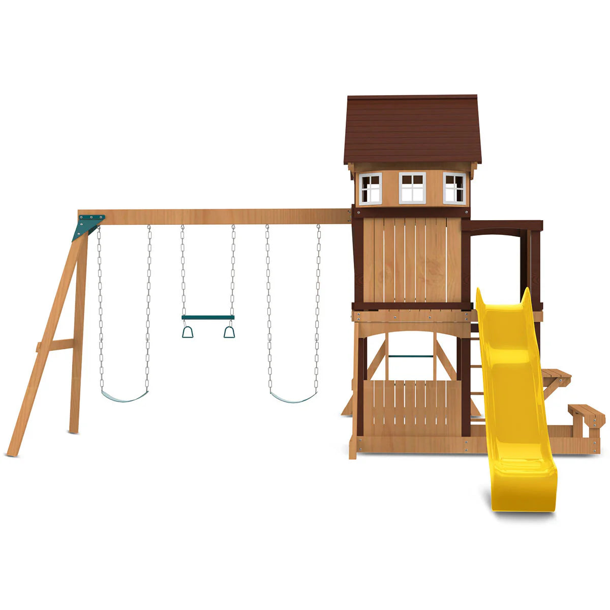 Lifespan Kids Meer Brook Swing Set, Monkey Bars & Play Centre with 2.2m Slide (Yellow)