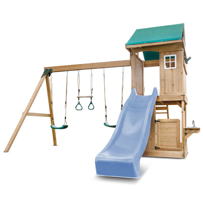 Lifespan Kids Montrose Swing Set & Play Centre with 2.2m Slide (Pastel Blue)