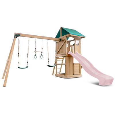 Lifespan Kids Montrose Swing Set & Play Centre with 2.2m Slide (Pastel Pink)