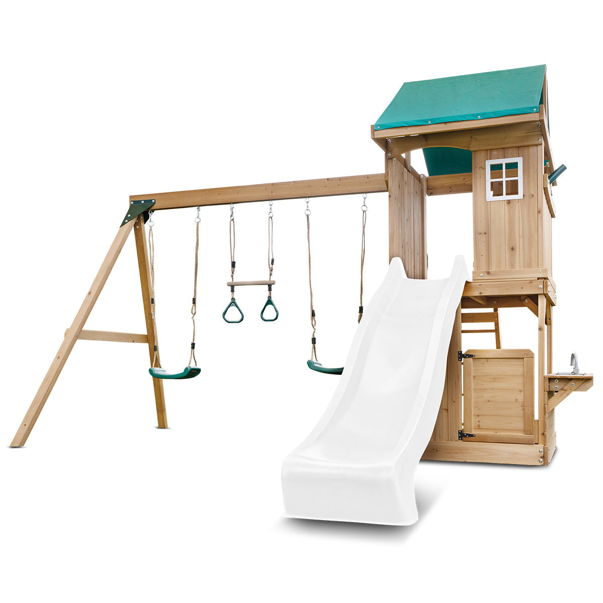 Lifespan Kids Montrose Swing Set & Play Centre with 2.2m Slide (White)