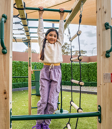 Lifespan Kids Orangutan Monkey Bars Jungle Gym Climbing Frame with 2.2m Slide (Pastel Blue)