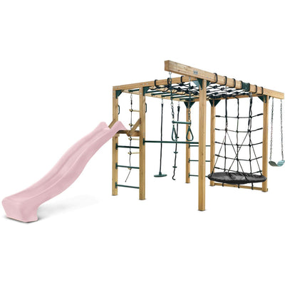 Lifespan Kids Orangutan Monkey Bars Jungle Gym Climbing Frame with 2.2m Slide (Pastel Pink)
