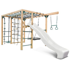 Lifespan Kids Orangutan Monkey Bars Jungle Gym Climbing Frame with 2.2m Slide (White)