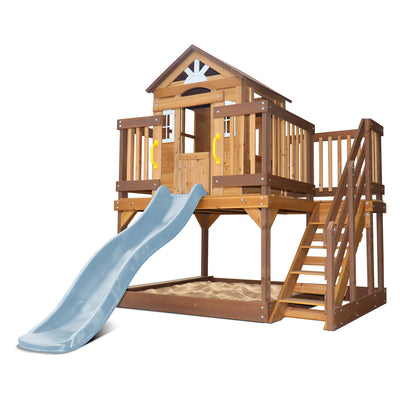 Lifespan Kids Silverton Cubby House with 1.8m Slide (Pastel Blue)