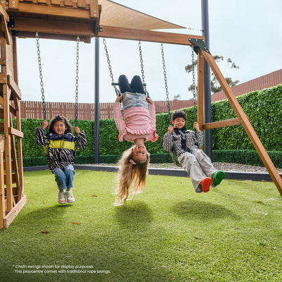 Lifespan Kids Walton Swing Set, Monkey Bars & Play Centre with 2.2m Slide (Green)