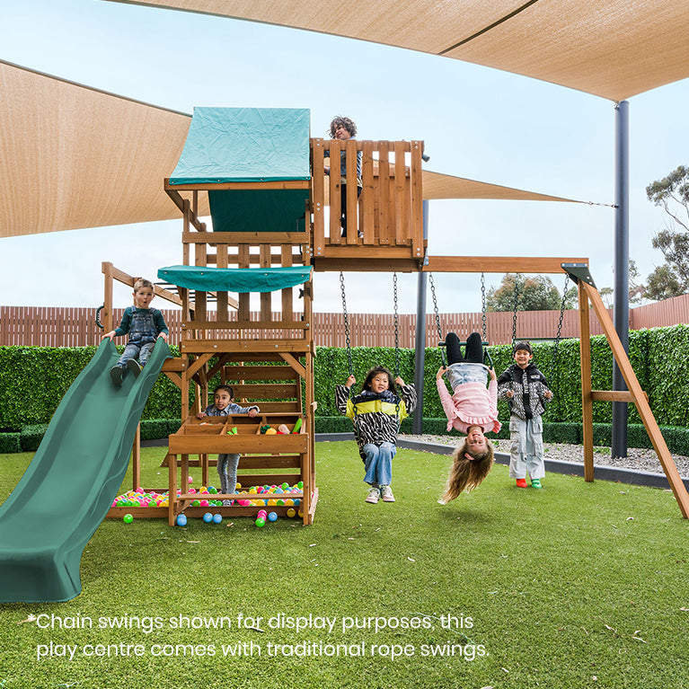 Lifespan Kids Walton Swing Set, Monkey Bars & Play Centre with 2.2m Slide (Pastel Blue)