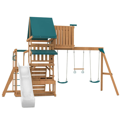 Lifespan Kids Walton Swing Set, Monkey Bars & Play Centre with 2.2m Slide (White)