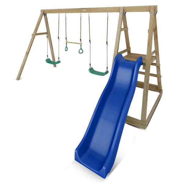 Lifespan Kids Winston 4-Station Timber Swing Set with Blue Slide