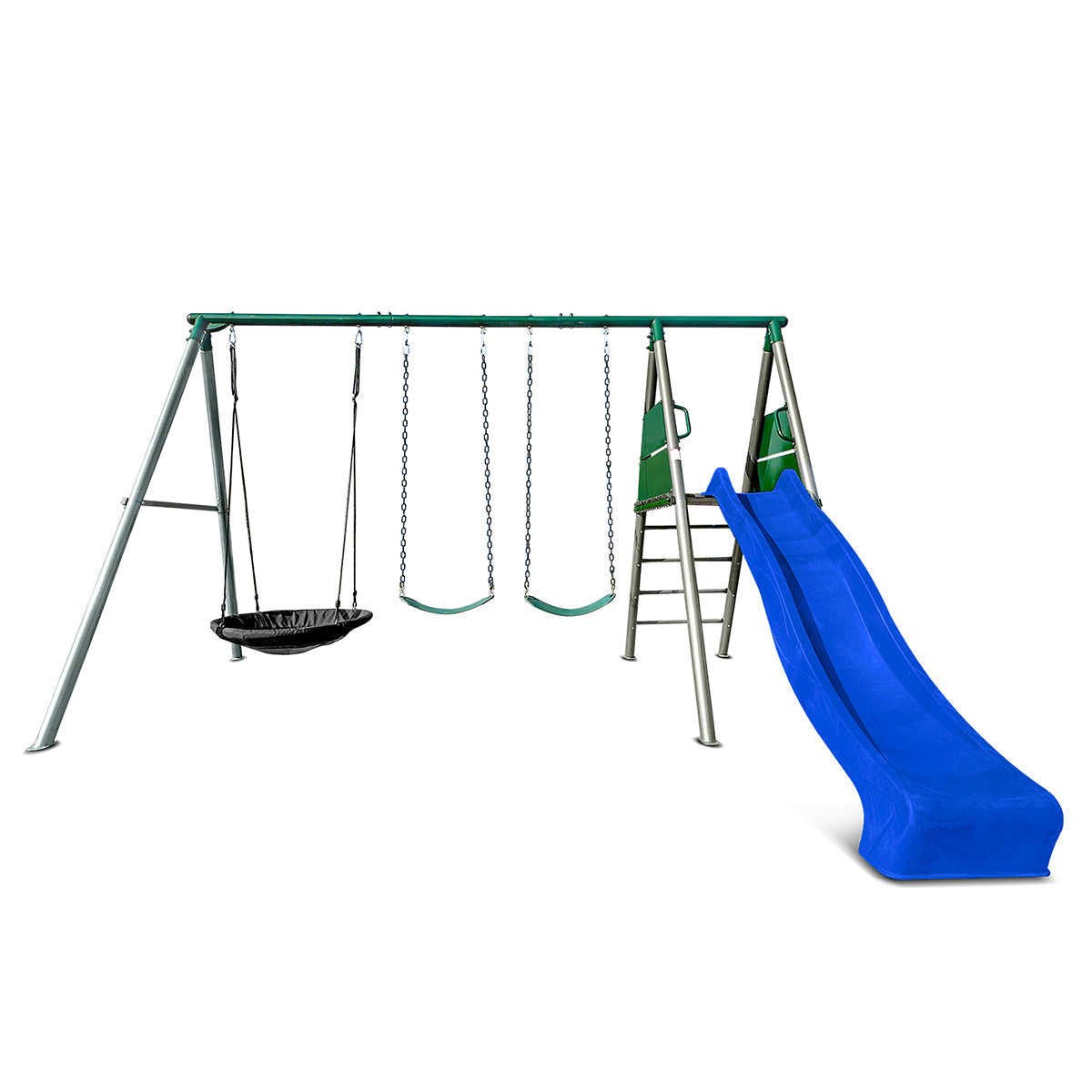 Europa Commercial Steel Swing Set with Blue Slide– Kids Toys Warehouse