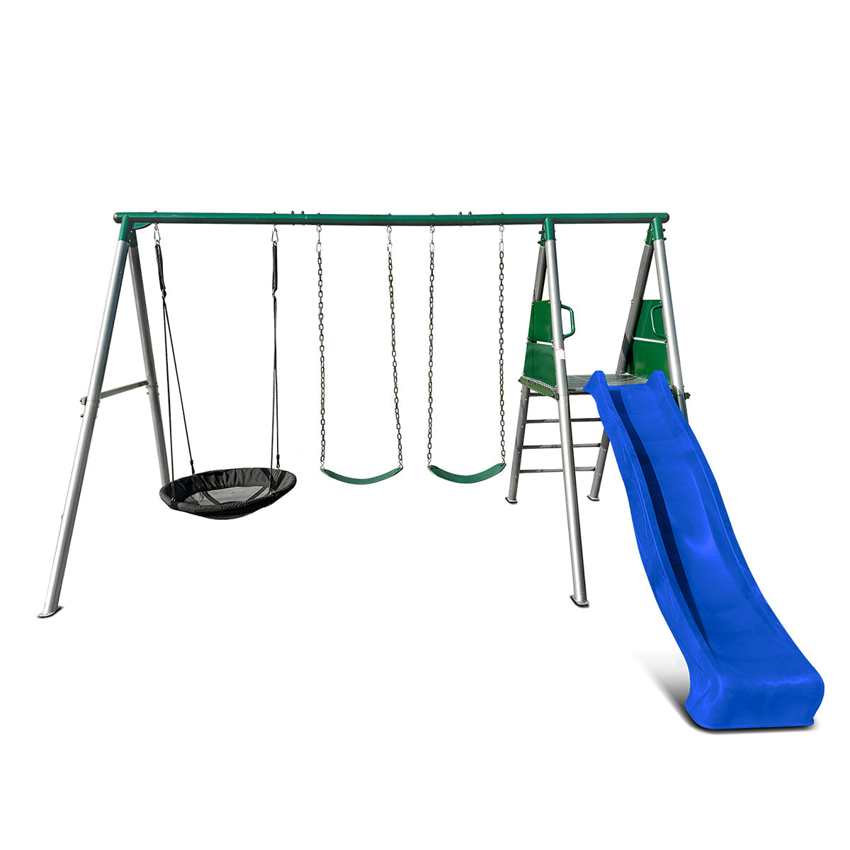 Europa Commercial Steel Swing Set with Blue Slide