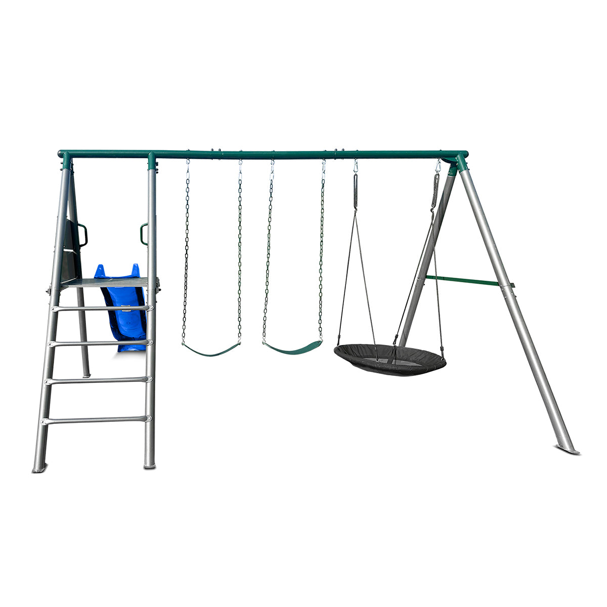 Europa Commercial Steel Swing Set with Blue Slide