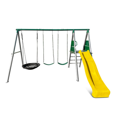 Europa Commercial Steel Swing Set with Yellow Slide