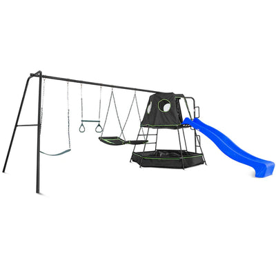 Lifespan Kids Pallas Play Tower with Metal Swing Set (Blue Slide)