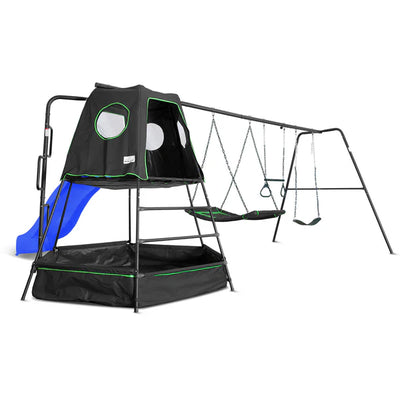 Lifespan Kids Pallas Play Tower with Metal Swing Set (Blue Slide)