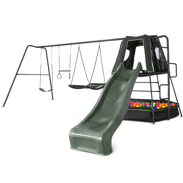 Lifespan Kids Pallas Play Tower with Metal Swing Set (Green Slide) - Updated Version