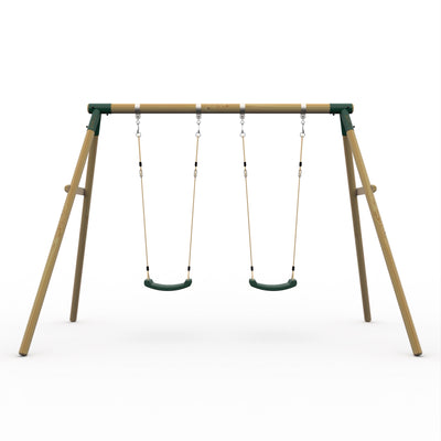 Plum® Marmoset Wooden Swing Set – Durable Double Swing for Backyard Fun